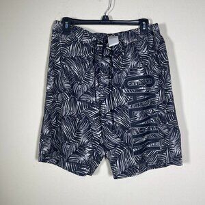 Calvin Klein Men's Gray Black Tropical Print Board Shorts Surf Beach Large!